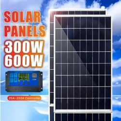 300W/600W Solar Panel Kits 12V Solar Panel 100A Controller Power Portable Solar Battery Charger para sa Outdoor Camping Mobile RV