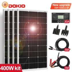 Dokio 18V 100W 200W 400W Dal dŵr Panel Solar Anhyblyg Newydd Set Rheolydd Ar gyfer Tâl Cartref 12V Car Batri Monocrystalline Tsieina