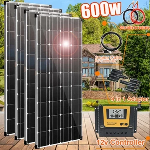 600 w 450 w 300 w 150 w zonnepaneel met aluminium frame 12 v batterij systeem voor thuis dak camper auto RV lichtgewicht DHL Schip