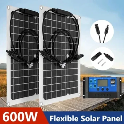 30W-600W Flexible Solar Panel 12V Battery Charger Dual USB Na May 10A-100A Controller Solar Cell Power Bank para sa Yate ng Sasakyan ng Telepono