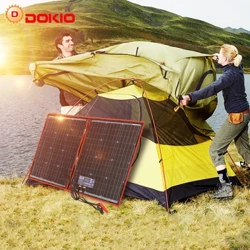 Dokio 18V 80W 160W 100W 200W Portabel Lipat Panel Surya dengan 12V Controller Panel Surya Fleksibel untuk Perjalanan Berkemah Rumah