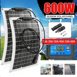 600W Solar Panel 12v/18V Flexible Solar Panel Me 10A-100A Controller Pono no nā kelepona kelepona kaʻa a me RV Solar Panel Charger