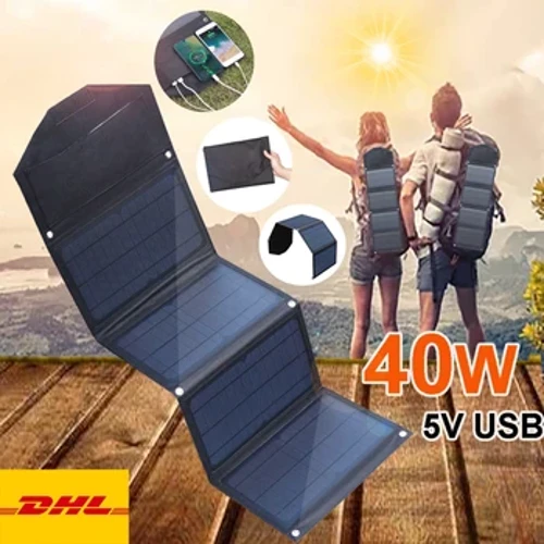 40 W Panel Tenaga Surya/Solar Panel Lipat 5 V USB Portabel Solar Ponsel Charger Power Bank Camping Hiking Ransel Luar Ruangan DHL Gratis Pengiriman