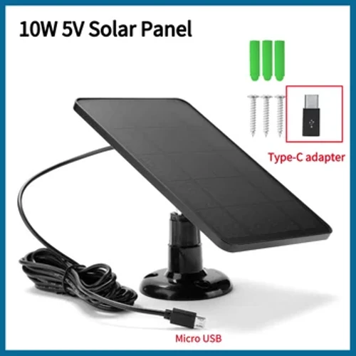 I-10W 5V Solar Panel 2in1 Micro USB+Type-C Amaphaneli eSolar angaphandle Amaseli eSolar Ishaja Yekhamera Yokuphepha/Isistimu Yokukhanya Kwasekhaya Encane