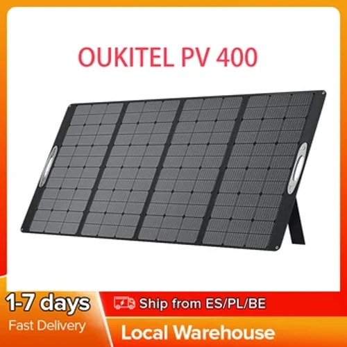 Painel solar OUKITEL PV400 400W portátil dobrável com suporte, taxa de conversão de energia de 23%, IP65 à prova d'água