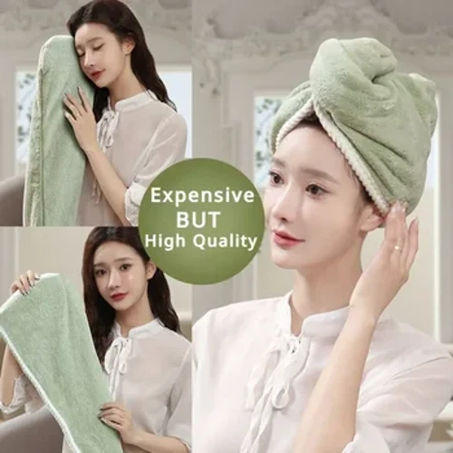 Handuk Rambut Kering Tebal Ganda Sisi Ganda Gunakake Topi Rambut Kering Multi-warna Penyerap Kuat Rippled Edge Tebal Topi Mandi Pengering Cepet