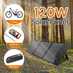 120W fleksibelt solpanel 18V til 48V Controller Kit Solceller Power Bank med Type-C / DC / Dual USB Til E-Bike Telefon Camping