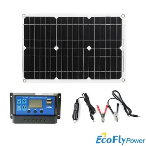 Bộ bảng điều khiển năng lượng mặt trời có thể bảo vệ 12V 60W 2 cổng sạc USB với bộ điều khiển sạc năng lượng mặt trời 10A Mô-đun đơn tinh thể tắt lưới