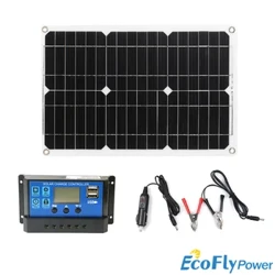 12 V 60 W Tragbares Solarmodul-Kit 2 USB-Ladeanschlüsse mit 10 A Solarladeregler Off Grid Monokristallines Modul