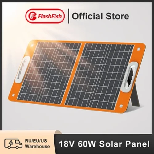 FF Flashfish 18V 60W Foldbart solpanel Bærbar solcelleoplader med DC-udgang USB-C QC3.0 til telefoner Tablets Camping RV Trip