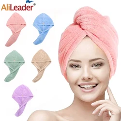 Sneldrogend haarhanddoek Dames haardrooghoed Pet Hoed Badhoed Microfiber Effen Handdoekdop Super Absorptie Tulband Haardroogmuts