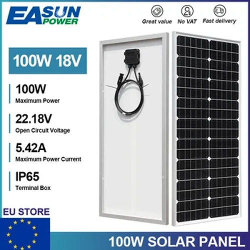 Hiệu Quả Cao 18V 100W Di Động Tấm Pin Năng Lượng Mặt Trời Bộ Chống Thấm Nước Các Tế Bào Năng Lượng Mặt Trời Cho Điện Thoại RV Xe Ô Tô Đơn Tinh Thể Tấm Pin Năng Lượng Mặt Trời 100W