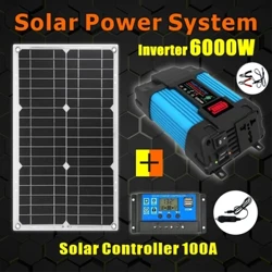 6000W Solar Inverter Solar Panel System DC 12V Til AC 110V-220V Solar Forbedret Sine Wave Converter Intelligent batterilading