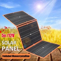 Có Thể Gập Lại Tấm Pin Năng Lượng Mặt Trời Di Động Sạc Năng Lượng Mặt Trời 12V Pin Điện 5V USB Điện Thoại Di Động Ngân Hàng Laptop Người Cắm Trại Đi Bộ Đường Dài 60W