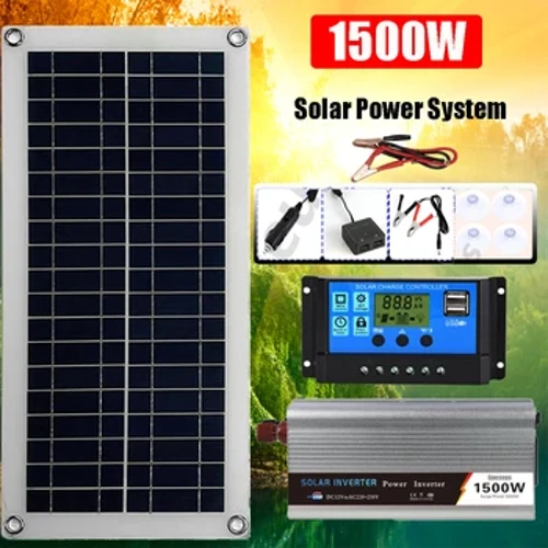 1500W Solar Panel System 12V Solar Battery 60A Controller Solar Panel Kit Mobile Caravan Caravan Family Camping Outdoor Battery