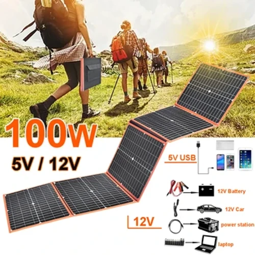 100W Có Thể Gập Lại Tấm Pin Năng Lượng Mặt Trời Di Động Sạc Năng Lượng Mặt Trời 12V Điện 5V USB Điện Thoại Di Động Power Bank Laptop Người Cắm Trại đi Bộ Đường Dài