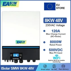 EASUN 7KW 48V Hybrid Solar Inverter Off Grid 220VAC Pure Sine Wave PV Input 450VDC 120A MPPT Indbygget WIFI Support Lithium BMS