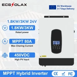 ECGSOLAX 1.8KW 3KW Hybrid Solar Inverter 12V 24V 230Vac Mat 80A MPPT Solar Charging Controller Hybrid Inverter Max PV 450VDC