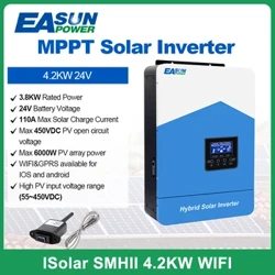Easun-inversor Solar híbrido de 4200VA, 3800W, 24V, MPPT integrado, 110A, voltaje de salida de 230VAC, máx. PV, 450VDC, compatible con WIFI