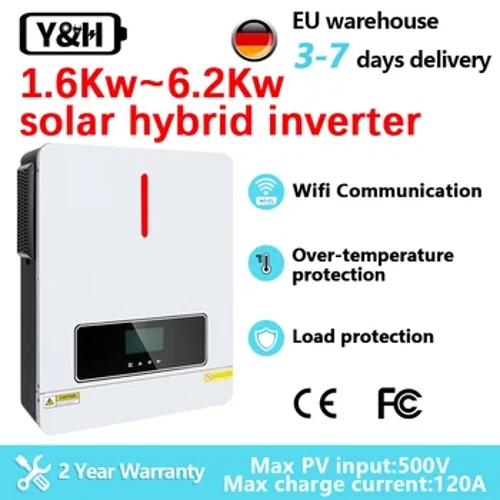 Inversor Mppt de 6Kw 4Kw 5kw 48V 24V inversor híbrido Solar 3Kw 2Kw 1Kw 220V inversor de energía Solar sinusoidal completa sin batería funcionamiento máximo 120A