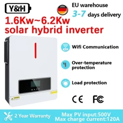 Convertitore solare ibrido 6Kw 4Kw Mppt 5kw 48V 24V Convertitore solare ibrido 3Kw 2Kw 1Kw 220V Sinusoidale intera Senza batteria Max 120A