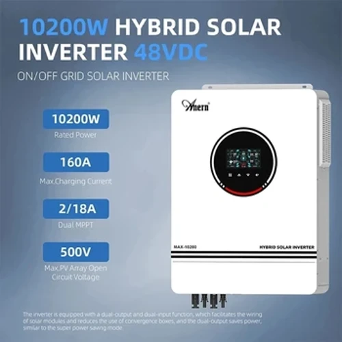 Hibrīda saules enerģijas pārveidotājs 10,2KW 6,2KW 4,2KW 3KW Off Grid Pure Sine Wave invertors 48V 24V 12V 230VAC ar MPPT 160A 120A 80A lādētāju