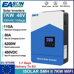 EASUN POWER 7000W 4200W 2200W Hybrid Solar Inverter 48V 24V 12V 230VAC Pure Sine Wave 80A 110A MPPT Oplader Off Grid Inverter