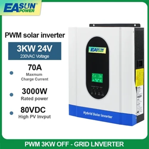 3000W 24V Omvormer 230VAC 3Kva Zuivere Sinus PV Ingang 80VDC 50A PWM Lader Inversor 50hz 60hz Hybride Omvormer