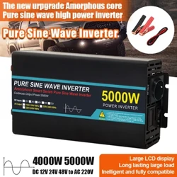 POWLAND 5000W 4000W invertors 12V 24V uz maiņstrāvu 220V tīrs sinusoidāls saules enerģijas pārveidotājs transformators sprieguma frekvences pārveidotājs EU