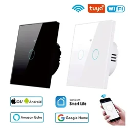 Interruptor táctil Tuya WiFi interruptor inteligente de pared para la vida del hogar inteligente de la UE Alexa Google Home 433RF WiFi remoto 1/2/3 entradas