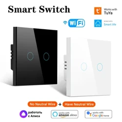 Wifi Wall Touch Smart Switch EU Leai Neutral Wire Manaomia RF433Mhz Light Switch 220V Tuya Smart Home mo Alexa Alice Google Home