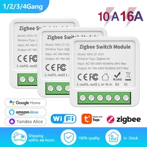 Tuya WiFi Zigbee Mini DIY Breaker viedā slēdža moduļa relejs 1/2/3/4 kanāla divvirzienu vadība Darbs ar Alexa Google Home Alice