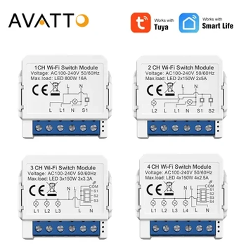AVATTO Tuya WiFi Akıllı Anahtar Modülü, 100-240V desteği, akıllı yaşam APP Uzaktan Kumanda, Alexa Google Home için Çalışma