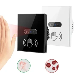 EU Infrare Wall Smart Light Switch IR Sensor No Need Touch 100-240V Glass Screen Panel Electrical Power On Off Lamp