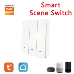 Tuya ZigBee 3.0 Smart Scene Switch Draadloos Gratis Sticker Muur Scèneschakelaar Drukknop Batterij Aangedreven Zender Alexa