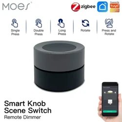 MOES Tuya ZigBee “Smart Knob Switch” simsiz sahna kommutator düwmesi dolandyryjy batareýa bilen işleýän awtomatlaşdyryş ssenariýasy “Smart Life” programmasy