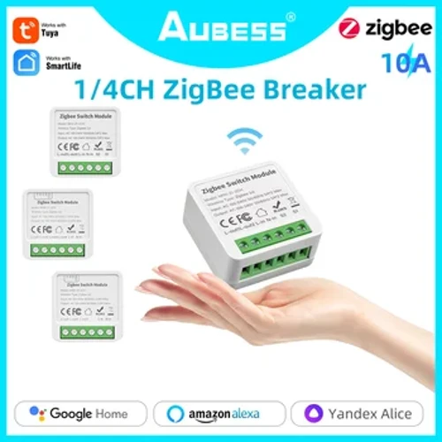 Interruptor inteligente 1/2/3/4 canais 10a/16a tuya diy zigbee, controle bidirecional, relé de luz, casa inteligente, funciona com alexa, google home, alice