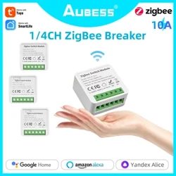 1/2/3/4 CH 10A/16A Tuya DIY Zigbee Công Tắc Thông Minh Điều Khiển 2 Chiều Rơle Đèn Nhà Thông Minh hoạt Động Với Alexa Google Home Alice