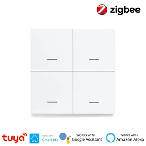 Tuya Smart ZigBee jelenetkapcsoló 4 csoport 12 jelenet kapcsoló nyomógombos intelligens életvezérlő 2MQTT-vel és ZigBee Gateway-vel működik