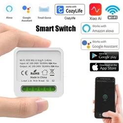 Wifi Smart Switch Mini interruttori luce fai-da-te Controllo a 2 vie Interruttore domestico intelligente wireless con APP Alexa Google Home Cozylife Xiao Ai