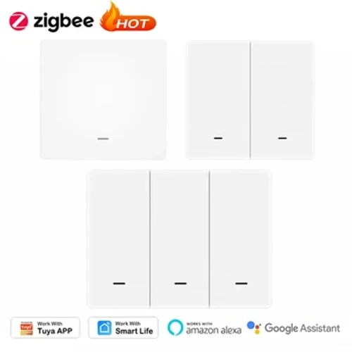 Tlačidlo prepínača inteligentnej scény ZigBee 1-3Gang, napájanie z batérie, automatizácia, Bezdrôtové ovládanie Google Home Alexa APP Tuya Smart Life