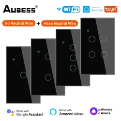 Aubess WiFi Công tắc đèn thông minh Hoa Kỳ Công tắc thông minh không dây Bảng cảm biến cảm ứng Tuya Cuộc sống thông minh Ứng dụng điều khiển Hỗ trợ Alexa Google Home