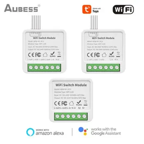 Tuya Wifi/Zigbee 16A Mini Smart Switch 1/2/3/4 Suporte de gangues Controle de 2 vias com Smart Life Alexa Google Home Yandex Alice