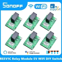 SONOFF RE5V1C Wifi DIY Suiga 5V DC Relay Module Smart uaealesi Suiga Inisi/Lokaina o ia lava APP/Leo Via Alexa Google Home