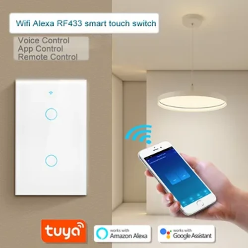 1/2/3/4Gang Tuya inteligentny przełącznik WiFi 433 MHz przełącznik do panelu ściennego nie wymaga przewodu neutralnego pilot aplikacji Alexa Google Home sterowanie głosem