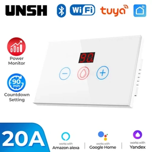 Tuya – interrupteur intelligent pour chauffe-eau, WiFi, EU et US, avec moniteur de puissance, commande de vie intelligente, fonctionne avec Alexa Alice Google Home