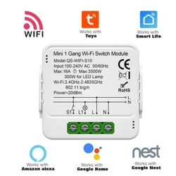 Tuya Thông Minh WiFi Mô Đun 1/2/3 Băng Đảng Công Tắc Mini Thông Minh Phá Cuộc Sống Thông Minh Điều Khiển Hỗ Trợ Alexa Google Home Tự Động Hóa