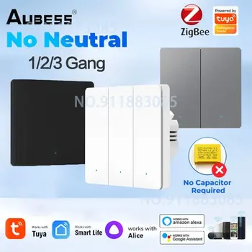 Tuya Zigbee hormako etengailu adimenduna Ez hari neutrorik gabeko haririk gabeko gako argi-etengailuak Urruneko kontrola entxufe elektrikoa euskarria Alexa Google