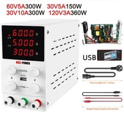 Alimentation régulée en laboratoire, 30V, 10a, 60V, 5a DC, régulateur de tension de laboratoire réglable, stabilisateur, Source de banc de commutation 220V/110V