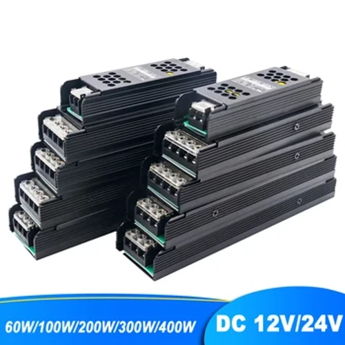 12V 24V LED quvvat manbai AC to DC transformator 60W 100W 200W 300W 400W LED chiziqli lampochka uchun LED drayveri uchun super yupqa konvertor